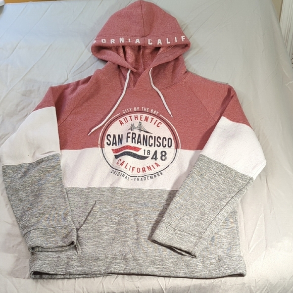 Pink, Grey  and White Colorblock Hoodie San Francisco... Amazing Hoodie... - Picture 1 of 14